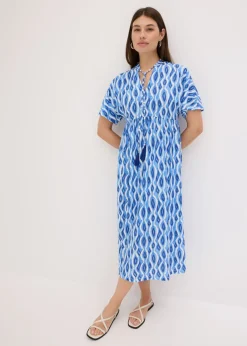 bonprix bonprix Vestido estampado con corte de túnica Azul Sale