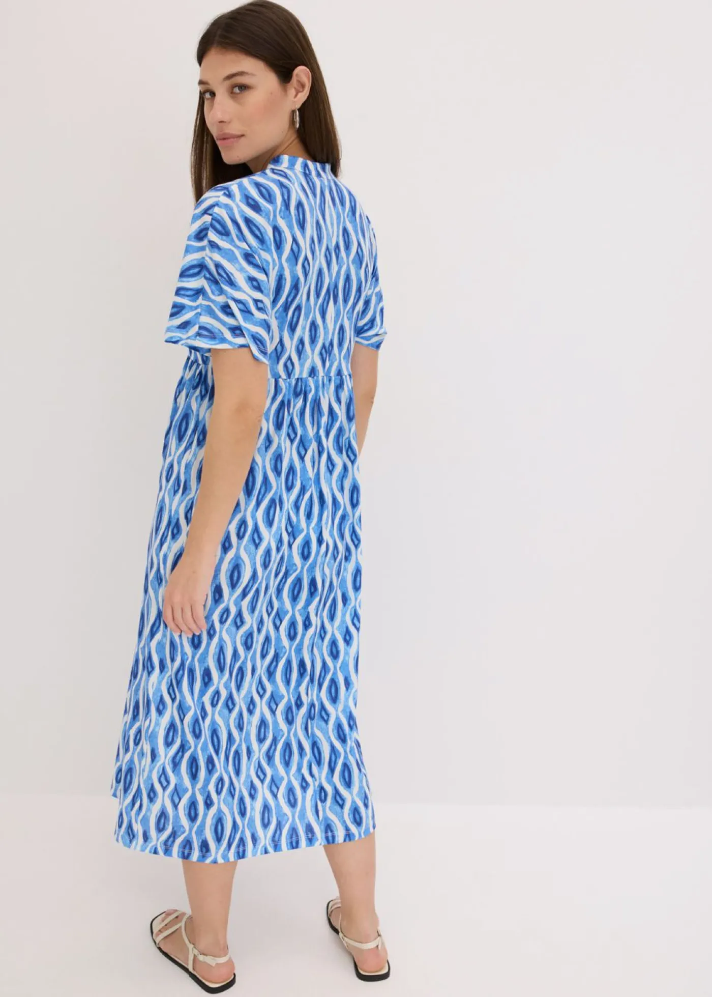 bonprix bonprix Vestido estampado con corte de túnica Azul Sale