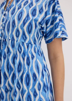 bonprix bonprix Vestido estampado con corte de túnica Azul Sale