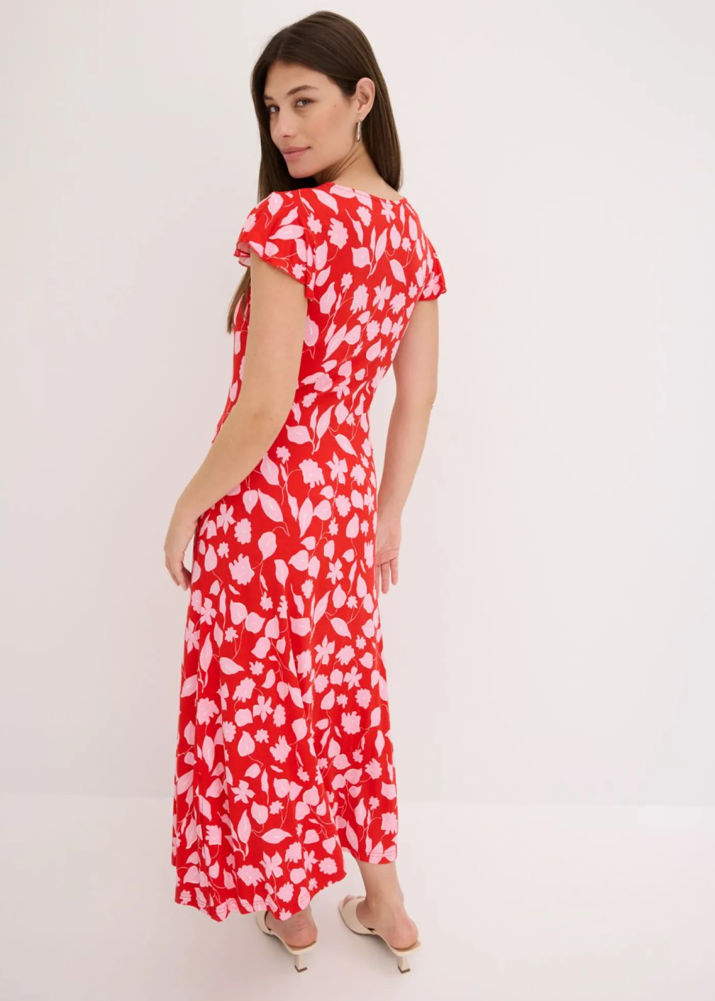 bonprix bonprix Vestido estampado de punto de mezcla de viscosa suave Rojo de flores