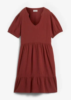 bonprix bonprix Vestido holgado de muselina de algodón Marrón almendra Best