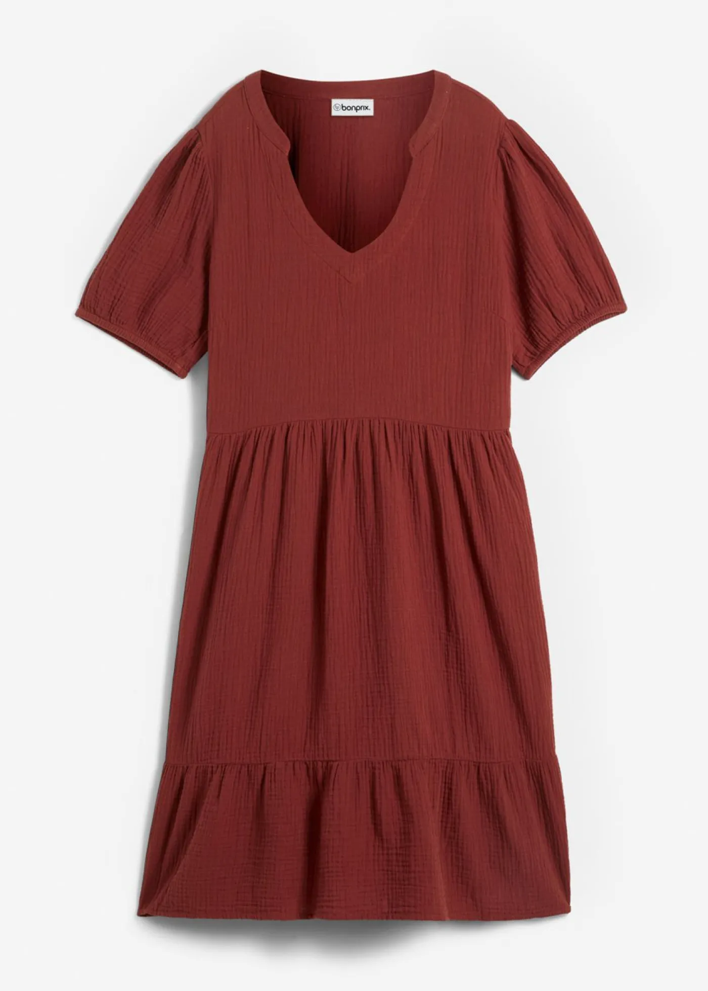 bonprix bonprix Vestido holgado de muselina de algodón Marrón almendra Best