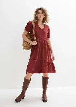 bonprix bonprix Vestido holgado de muselina de algodón Marrón almendra Best