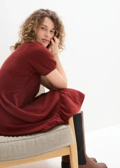 bonprix bonprix Vestido holgado de muselina de algodón Marrón almendra Best