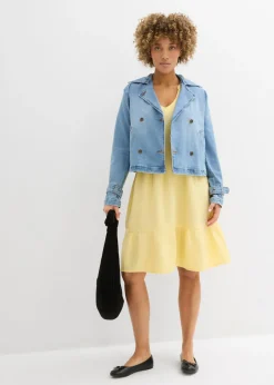 bonprix bonprix Vestido holgado de muselina de algodón Caqui claro Discount