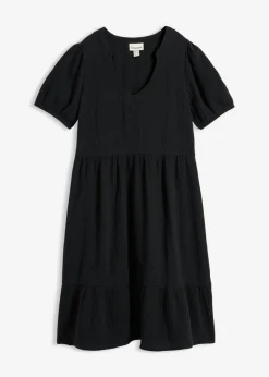 bonprix bonprix Vestido holgado de muselina de algodón Negro New