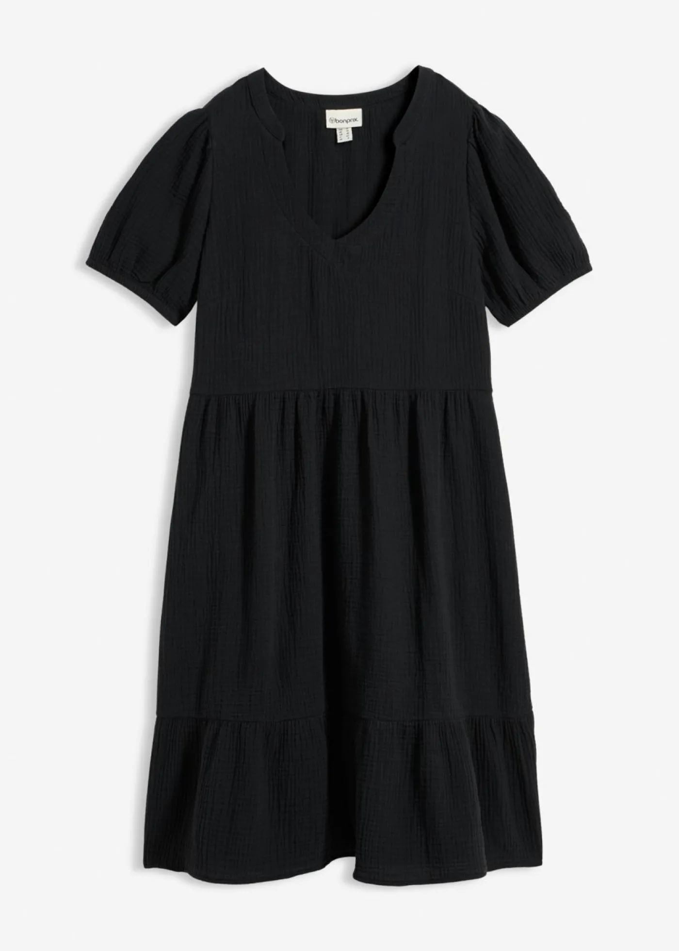 bonprix bonprix Vestido holgado de muselina de algodón Negro New