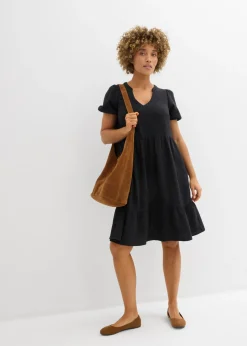 bonprix bonprix Vestido holgado de muselina de algodón Negro New