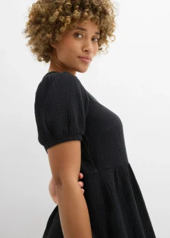 bonprix bonprix Vestido holgado de muselina de algodón Negro New