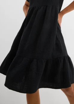 bonprix bonprix Vestido holgado de muselina de algodón Negro New