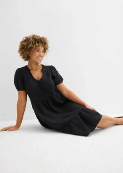 bonprix bonprix Vestido holgado de muselina de algodón Negro New