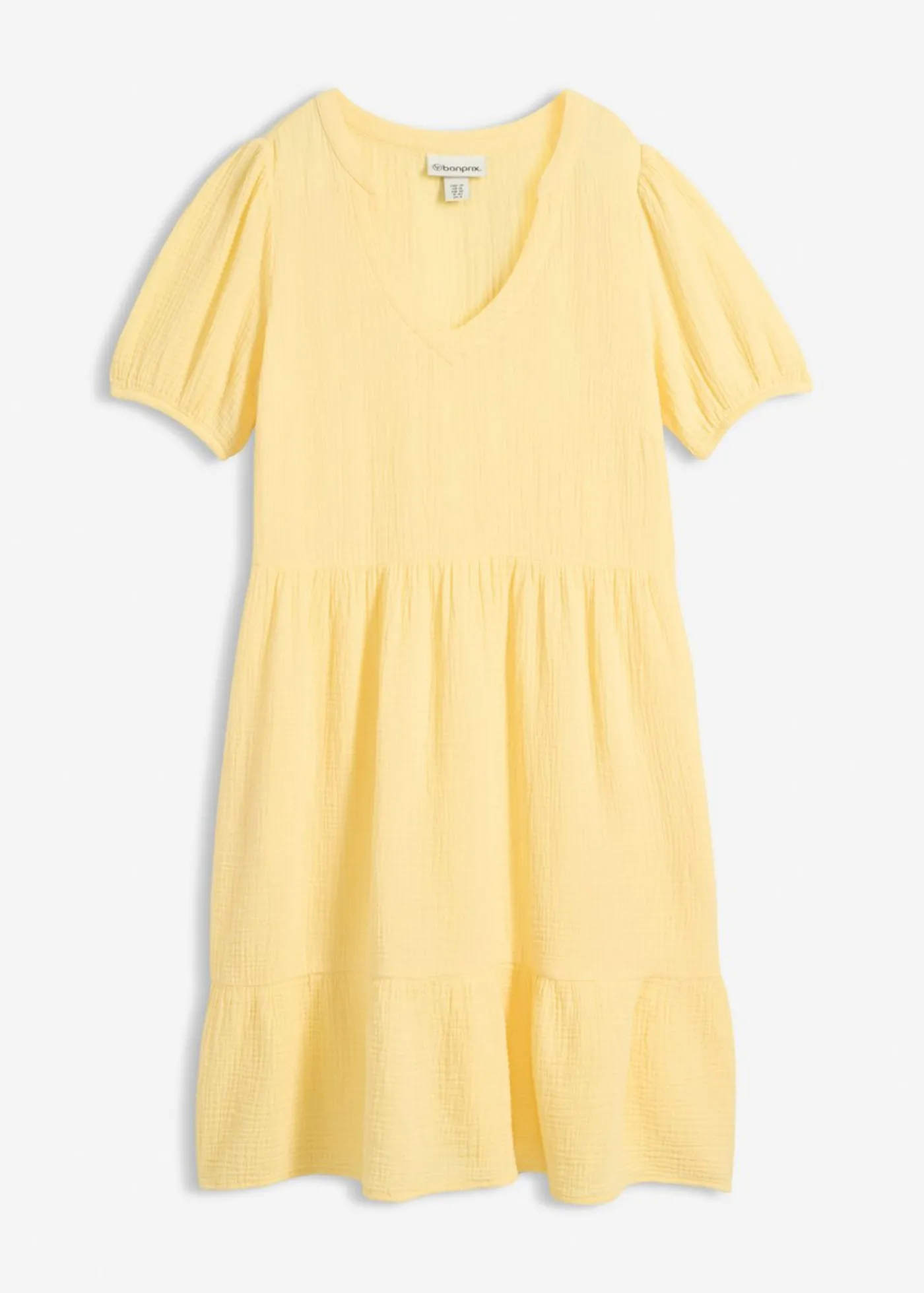 bonprix bonprix Vestido holgado de muselina de algodón Amarillo claro Discount