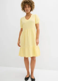 bonprix bonprix Vestido holgado de muselina de algodón Amarillo claro Discount