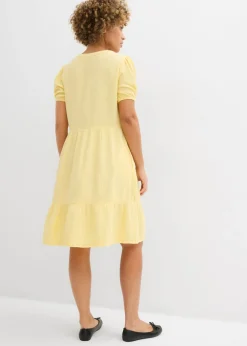 bonprix bonprix Vestido holgado de muselina de algodón Amarillo claro Discount