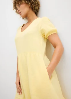 bonprix bonprix Vestido holgado de muselina de algodón Amarillo claro Discount