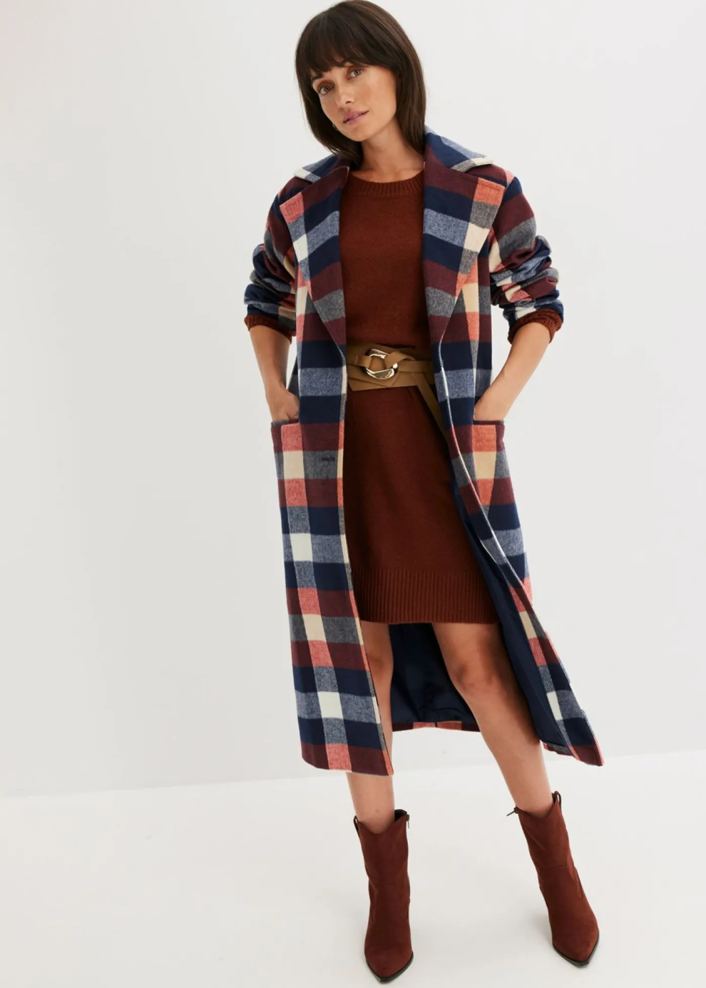bonprix bonprix Vestido holgado de punto Marrón caoba Sale
