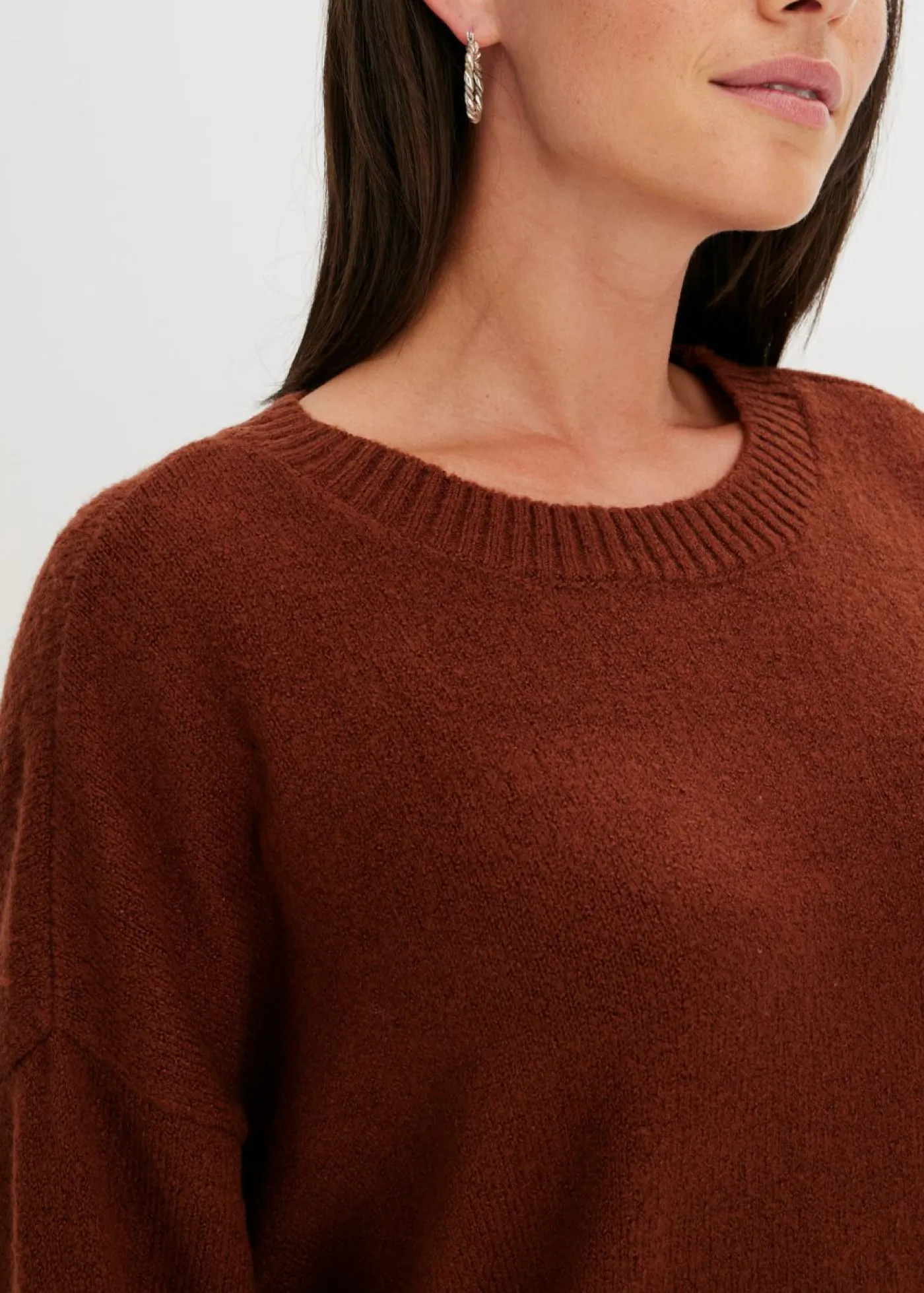 bonprix bonprix Vestido holgado de punto Marrón caoba Sale