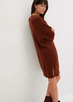 bonprix bonprix Vestido holgado de punto Marrón caoba Sale