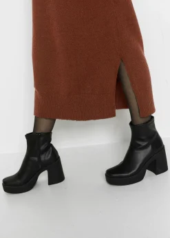 bonprix bonprix Vestido holgado de punto con largo midi Marrón caoba jaspeado Sale