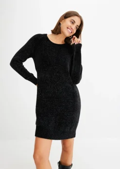bonprix bonprix Vestido holgado de punto de chenilla Negro New