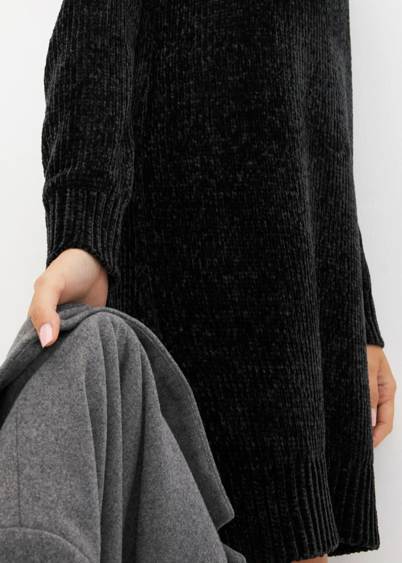 bonprix bonprix Vestido holgado de punto de chenilla Negro New