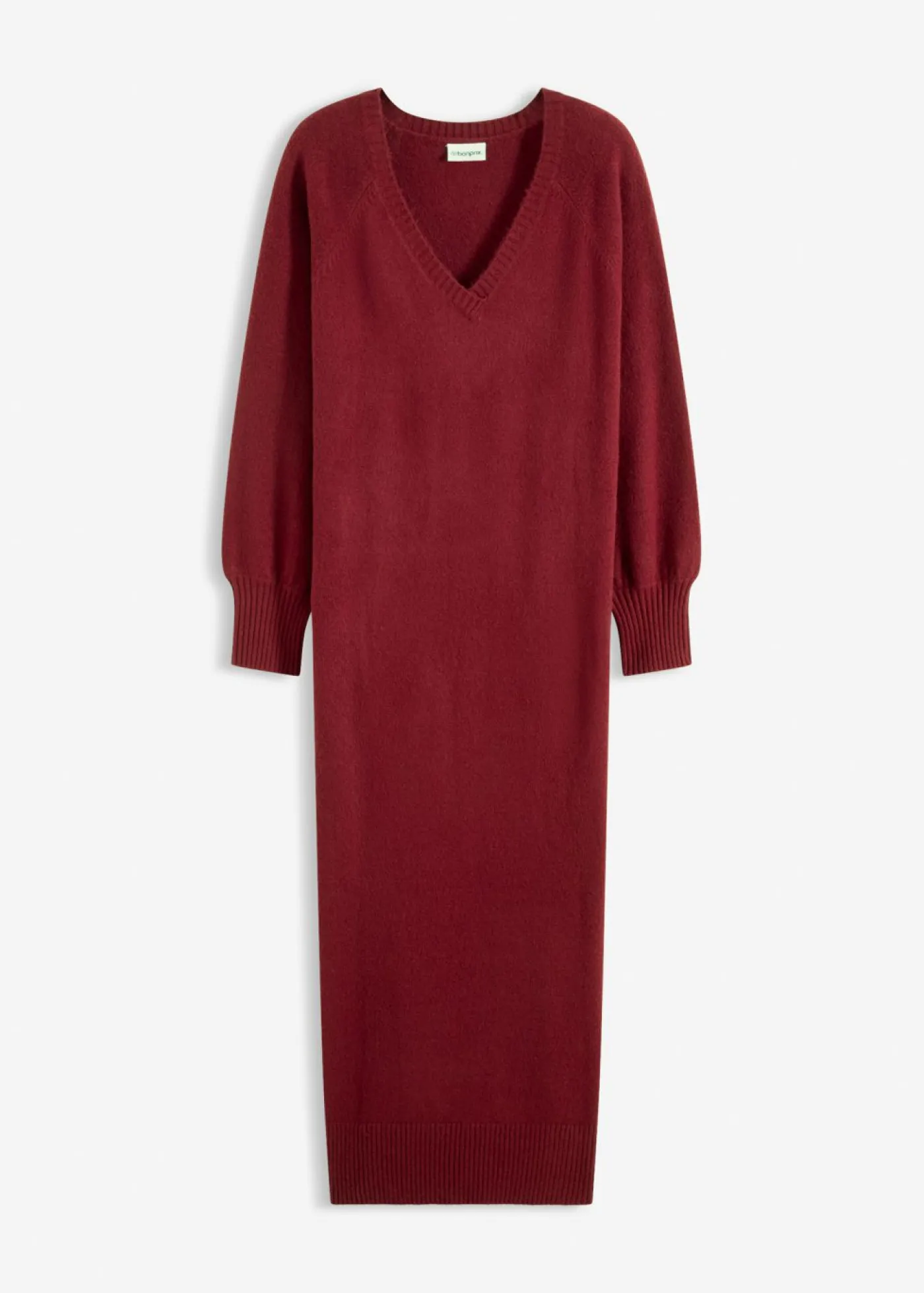 bonprix bonprix Vestido holgado de punto con largo midi Rojo rubí Best