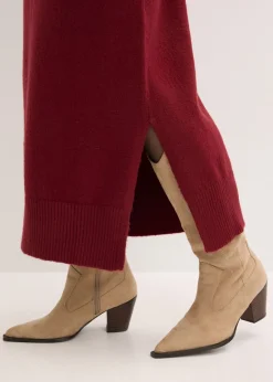 bonprix bonprix Vestido holgado de punto con largo midi Rojo rubí Best