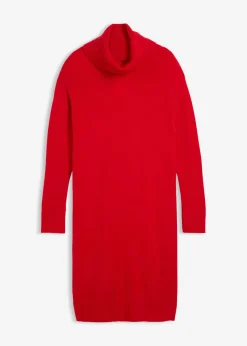 bonprix bonprix Vestido holgado de punto con cuello vuelto rojo lava Hot