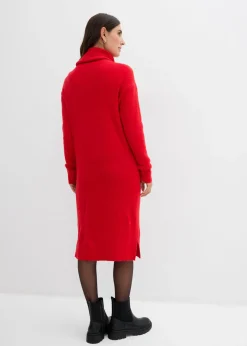 bonprix bonprix Vestido holgado de punto con cuello vuelto rojo lava Hot