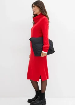 bonprix bonprix Vestido holgado de punto con cuello vuelto rojo lava Hot