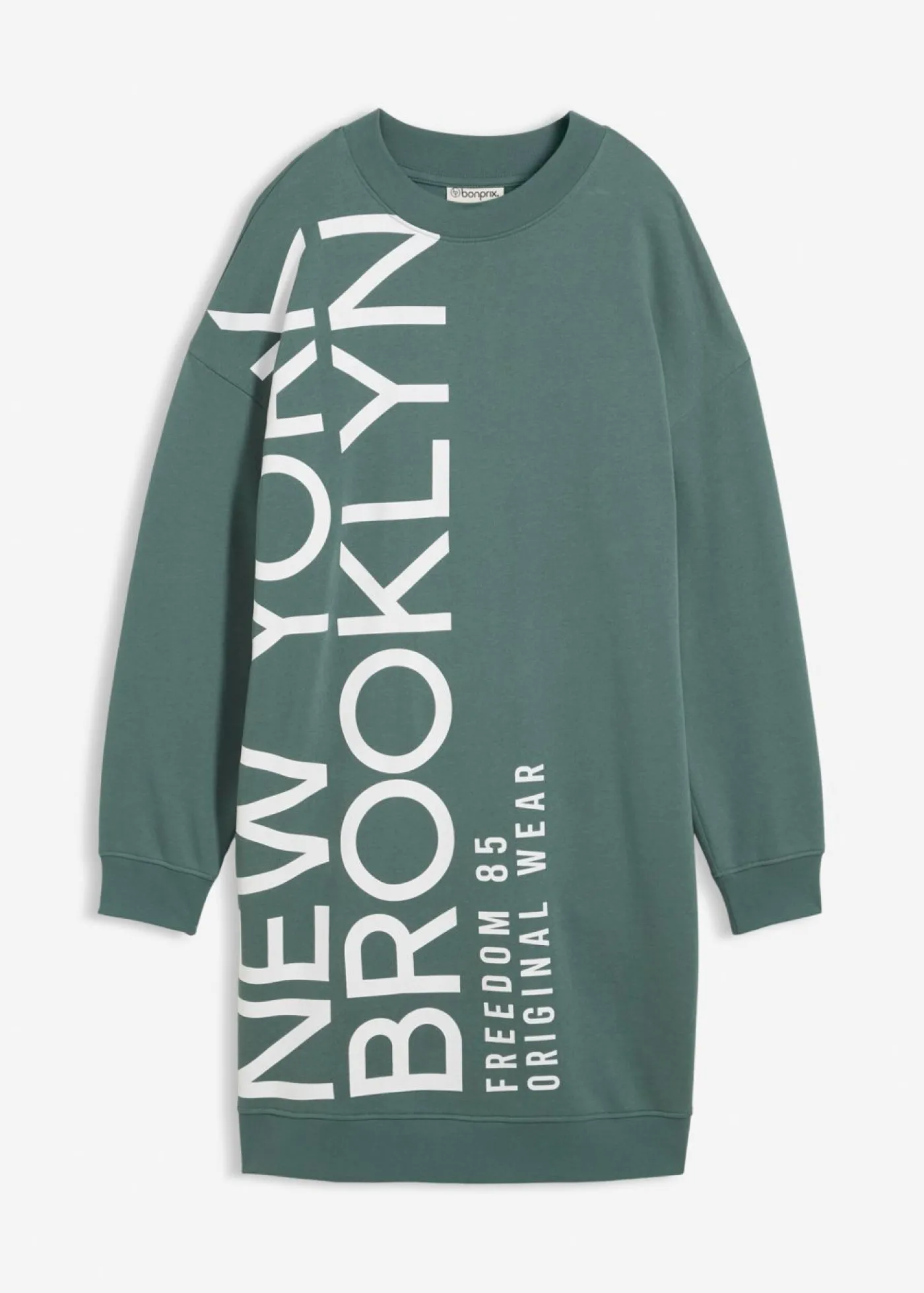 bonprix bonprix Vestido holgado tipo sudadera en suave mezcla de algodón Verde grisáceo Clearance