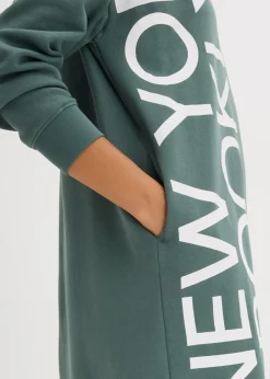 bonprix bonprix Vestido holgado tipo sudadera en suave mezcla de algodón Verde grisáceo Clearance