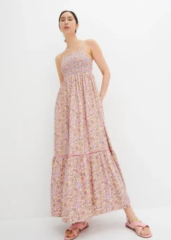 bonprix bonprix Vestido largo beige-rosa brillante-azul cielo-camel New