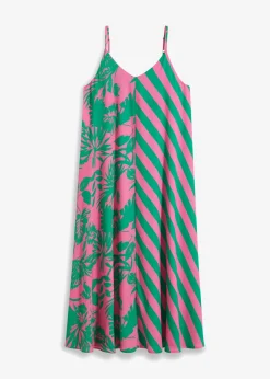 bonprix bonprix Vestido largo rosa caliente/verde New