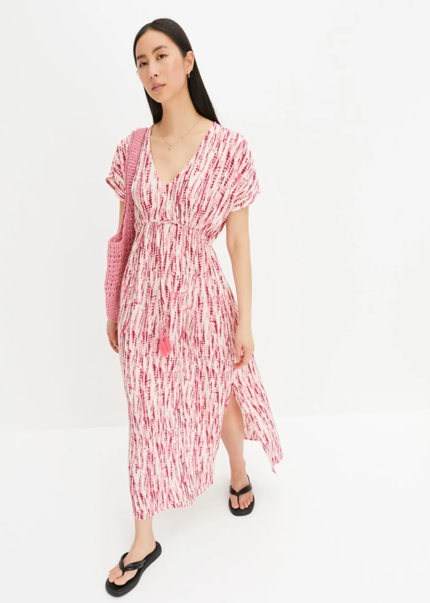 bonprix bonprix Vestido largo violeta-crudo estampado Discount