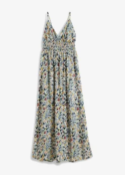 bonprix bonprix Vestido largo Blanco lana-azul-amarillo claro estampado