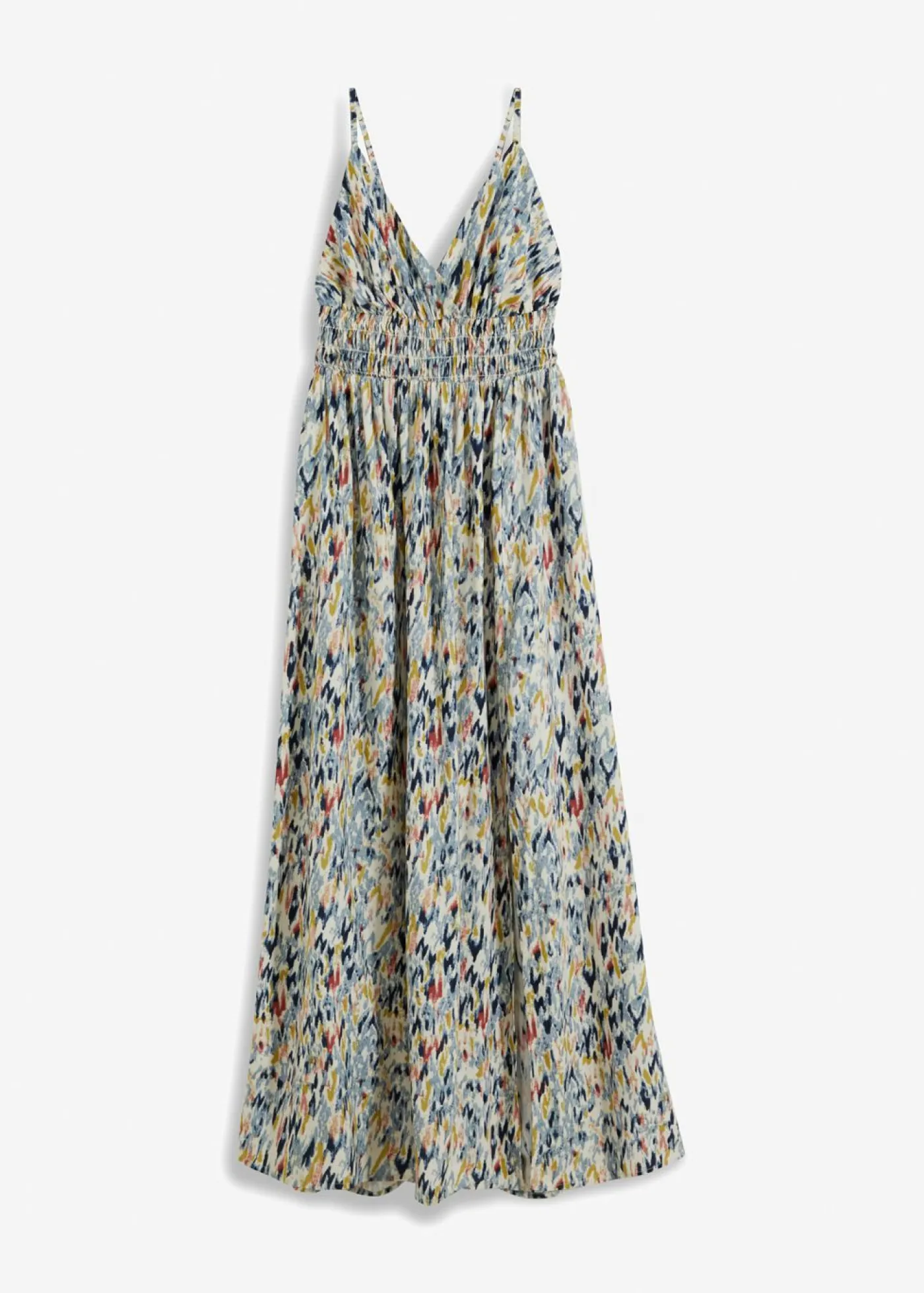bonprix bonprix Vestido largo Blanco lana-azul-amarillo claro estampado