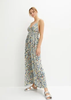 bonprix bonprix Vestido largo Blanco lana-azul-amarillo claro estampado
