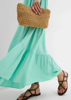 bonprix bonprix Vestido largo a capas de viscosa fluida Azul mentol Online