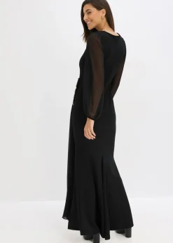 bonprix bonprix Vestido largo con aplicación de piedras brillantes Negro Outlet