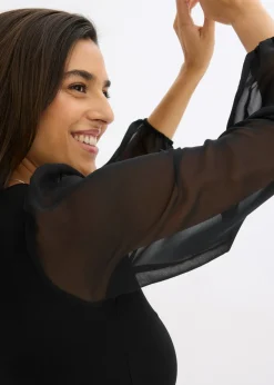 bonprix bonprix Vestido largo con aplicación de piedras brillantes Negro Outlet