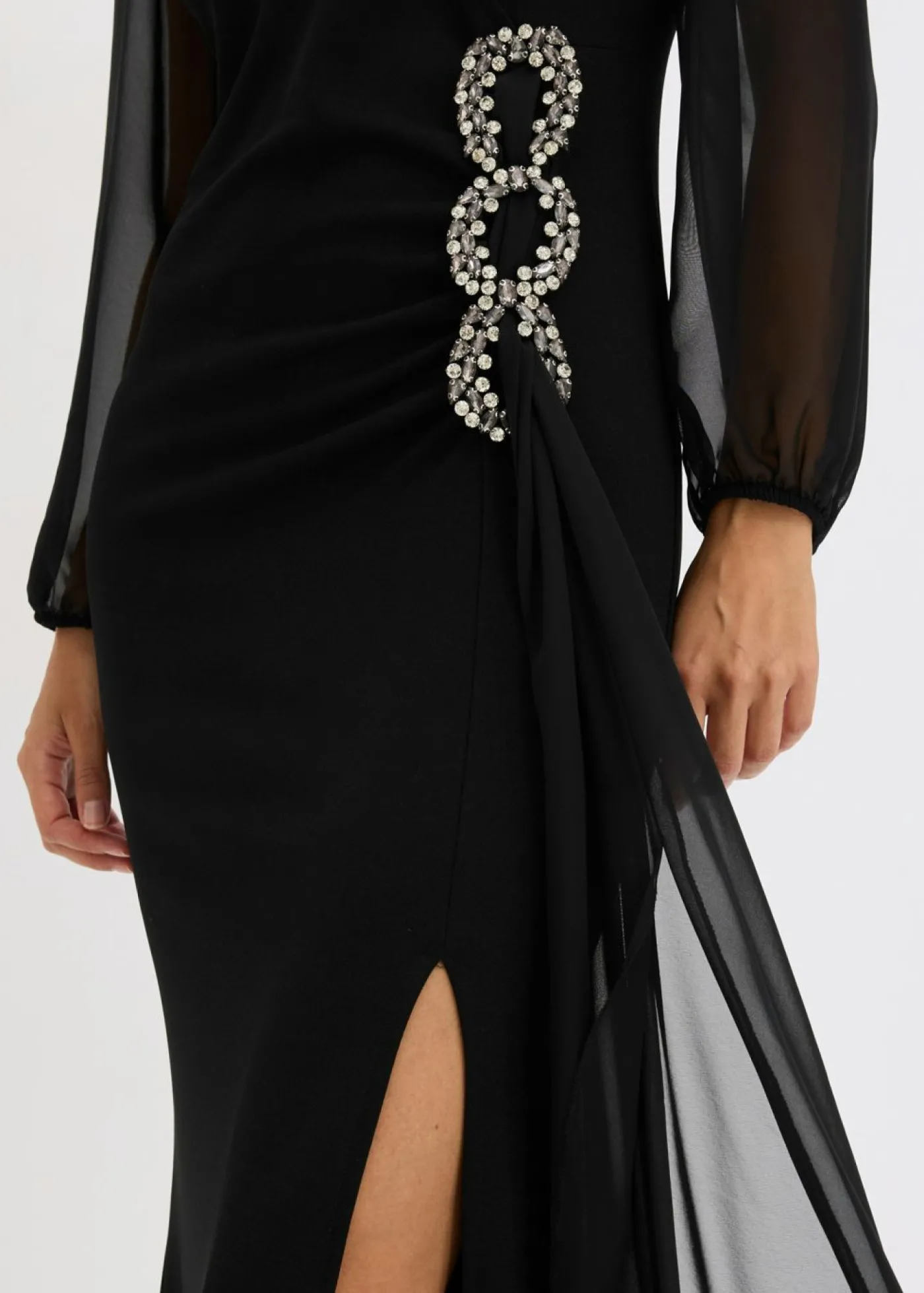 bonprix bonprix Vestido largo con aplicación de piedras brillantes Negro Outlet