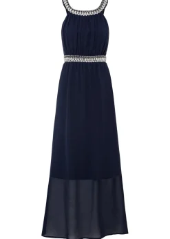 bonprix bonprix Vestido largo con aplicación de piedras brillantes Azul marino Hot