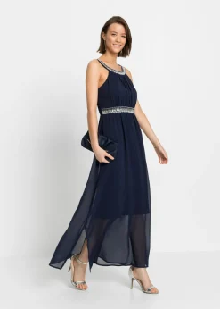 bonprix bonprix Vestido largo con aplicación de piedras brillantes Azul marino Hot