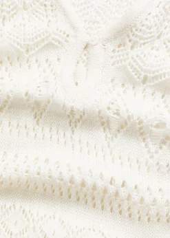 bonprix bonprix Vestido largo con aspecto de ganchillo Blanco lana Hot
