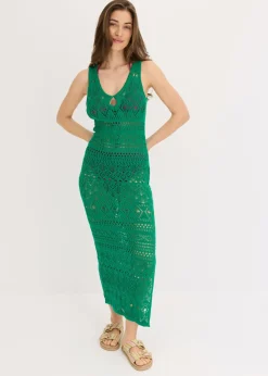 bonprix bonprix Vestido largo con aspecto de ganchillo verde gema Best