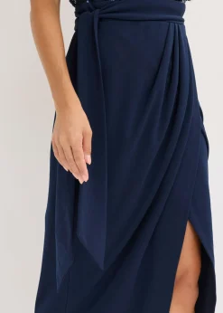 bonprix bonprix Vestido largo con bordado de lentejuelas Azul marino Discount