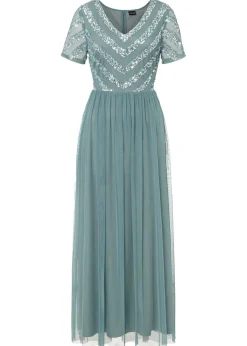 bonprix bonprix Vestido largo con bordado de lentejuelas petróleo ahumado Best