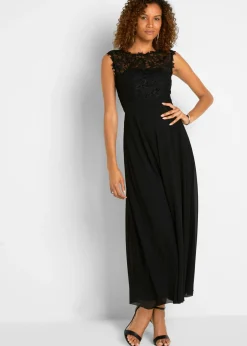 bonprix bonprix Vestido largo con encaje Negro Hot