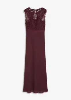 bonprix bonprix Vestido largo con encaje rojo burdeos Hot